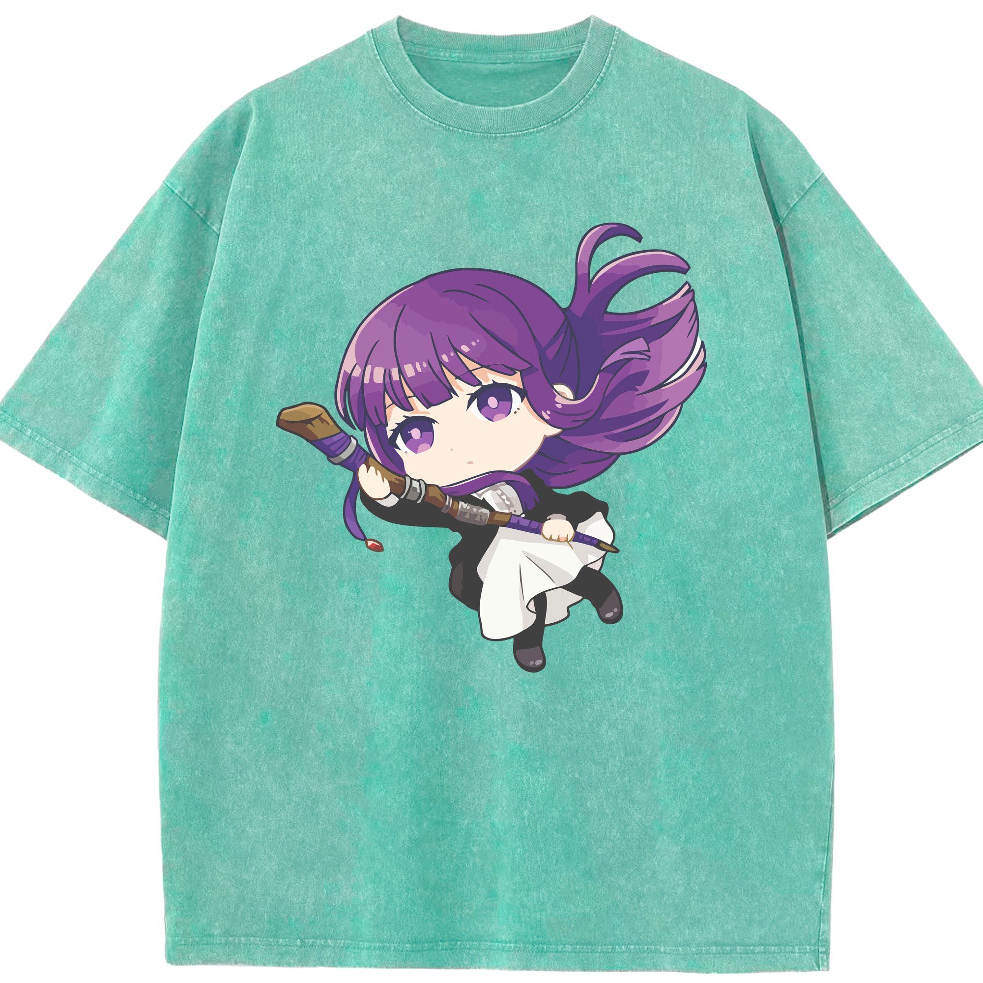 （画像用） 葬送のフリーレン Frieren 綿100% ヴィンテージ風 半袖Tシャツ（フロントプリント）